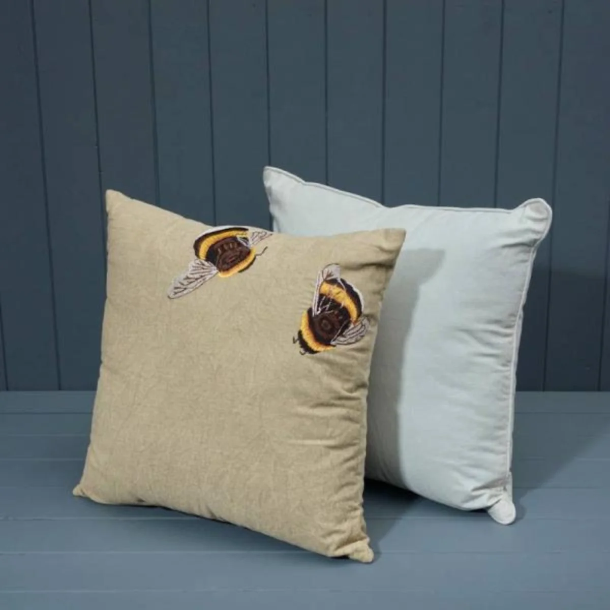 Beige Handmade Washable Cotton Embroidered Cushion w8ith Filling - Beige – image 2