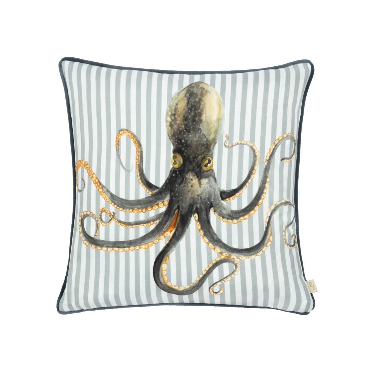 Salcombe Octopus Piped Cushion - Multicolour / Feather