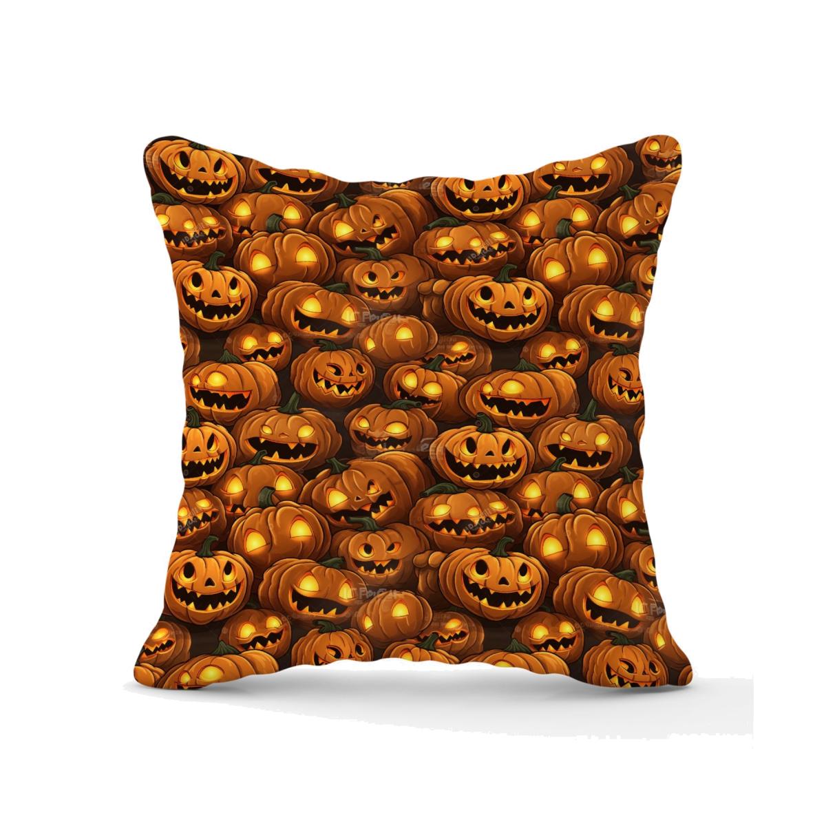 Grinning Lanterns Pumpkins With Glowing Eyes Outdoor Cushion - Orange / 45cm