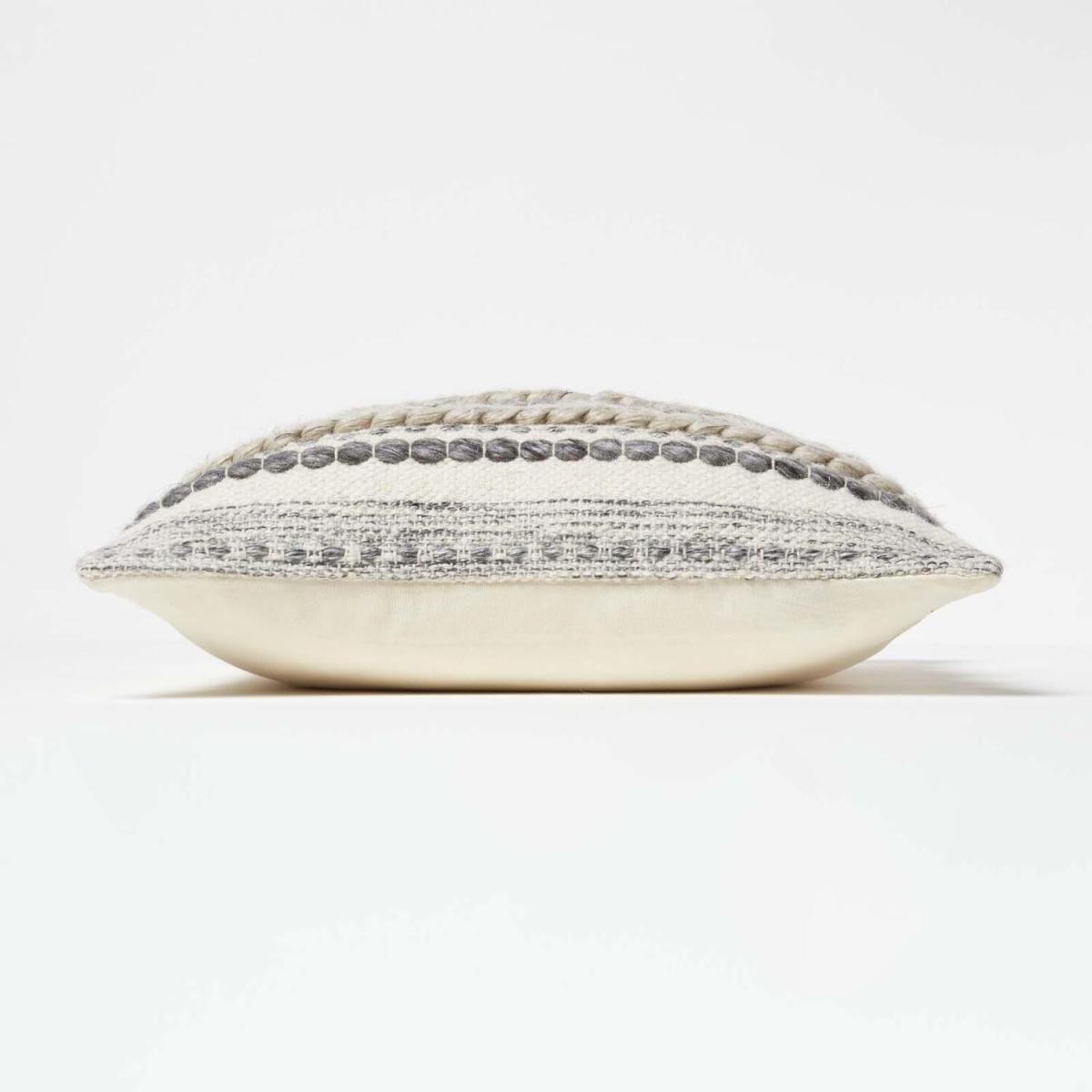 Homescapes Fyn Handwoven Braided Beige Grey Kilim Cushion - Cream – image 4