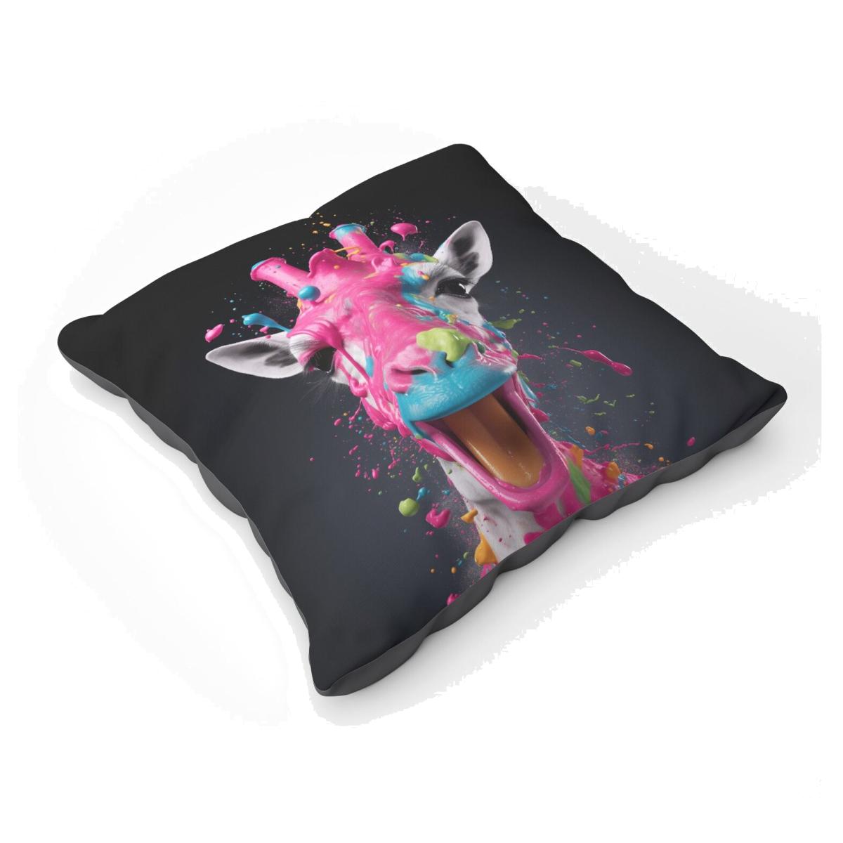 Splashart Giraffe Face Pink Floor Cushion - Pink