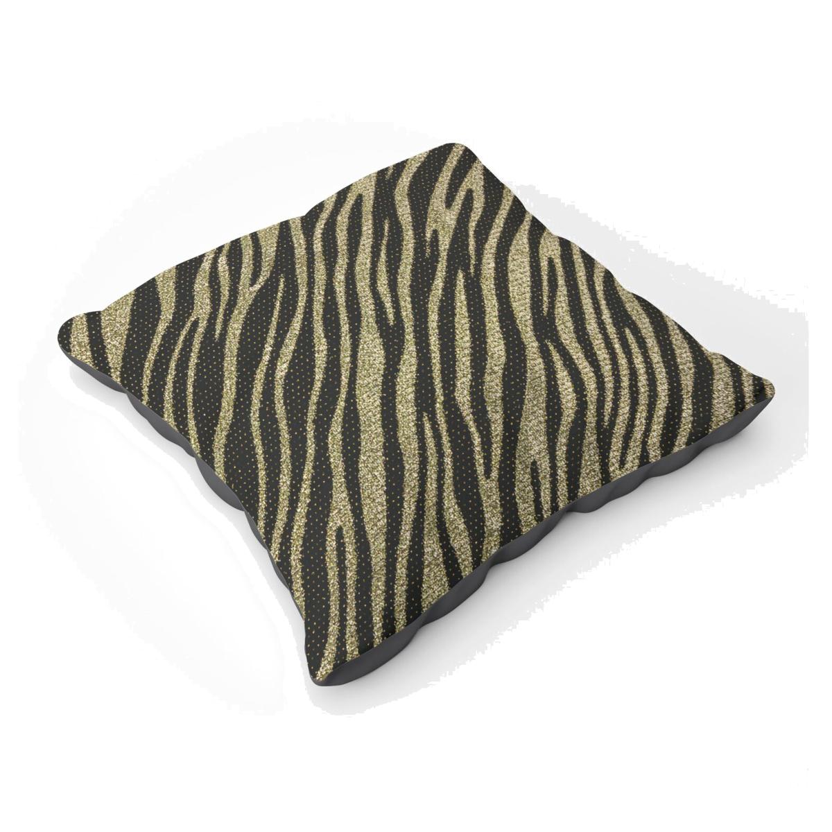 Golden Zebra Print Floor Cushion - Brown