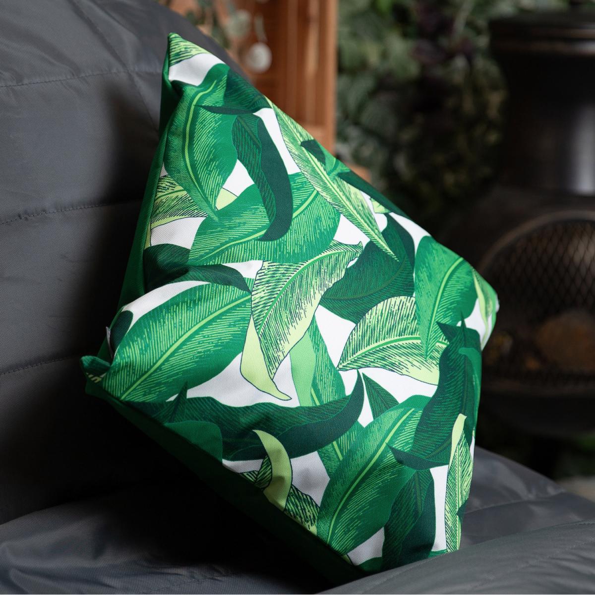 Leaf Print Outdoor Cushion (Set of 4) - Green – image 5