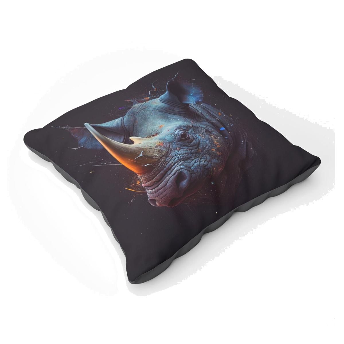 Rhino Face Splashart Floor Cushion - Grey