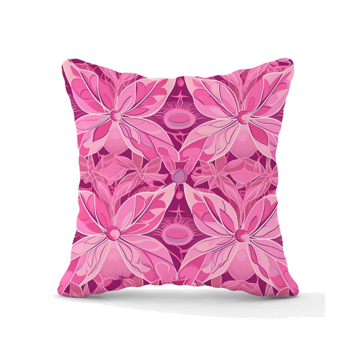 Pink Abstract Floral Design Outdoor Cushion - Pink / 60cm
