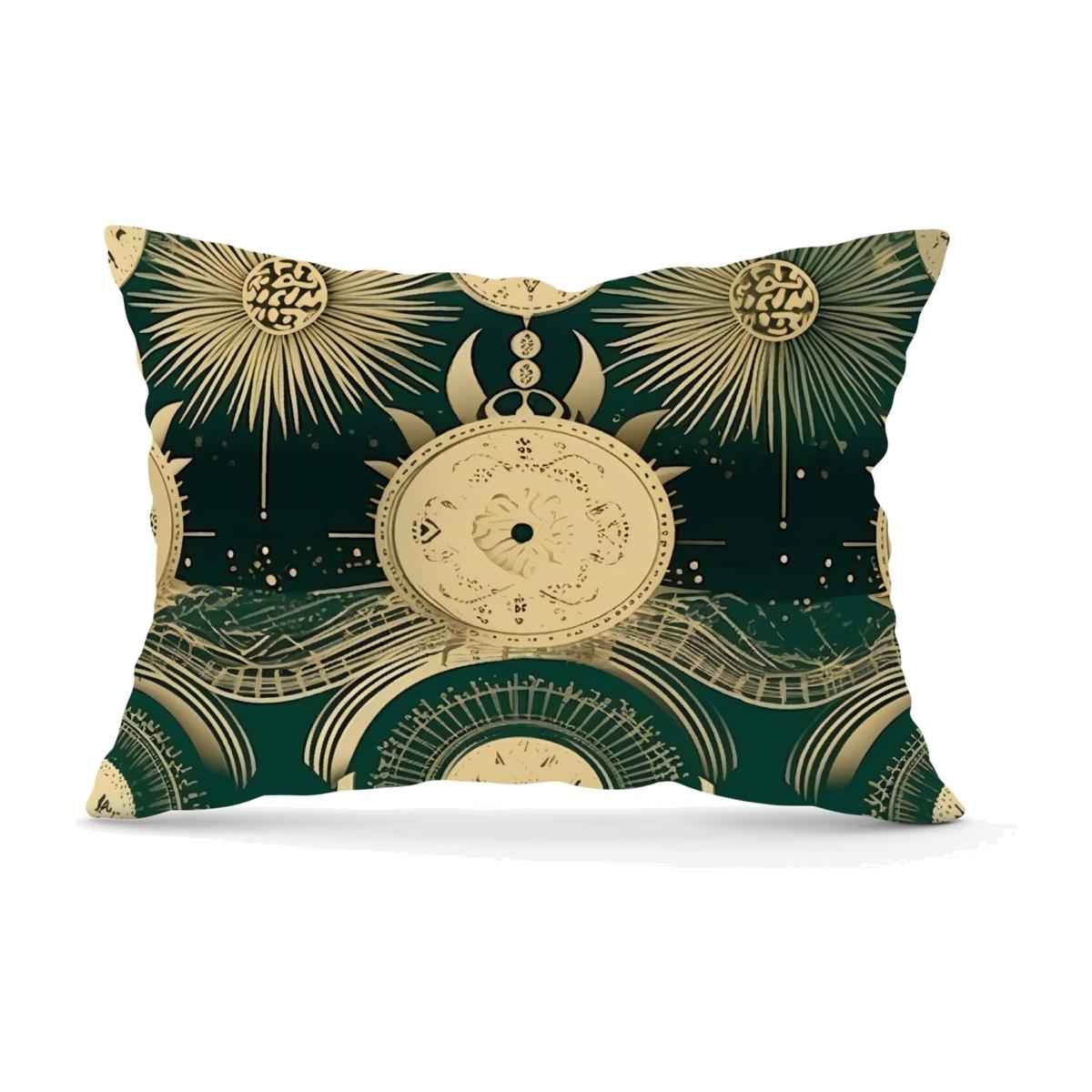 Green Moon and Sun Abstract Pattern Cushion - Green / 28cm