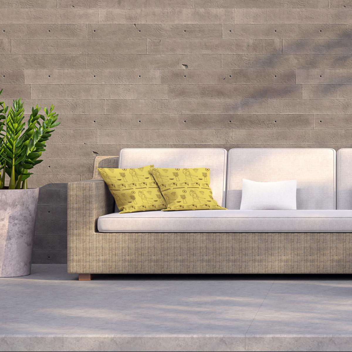 Pattern Of Egyptian Hieroglyphics Outdoor Cushion - Yellow / 45cm – image 2