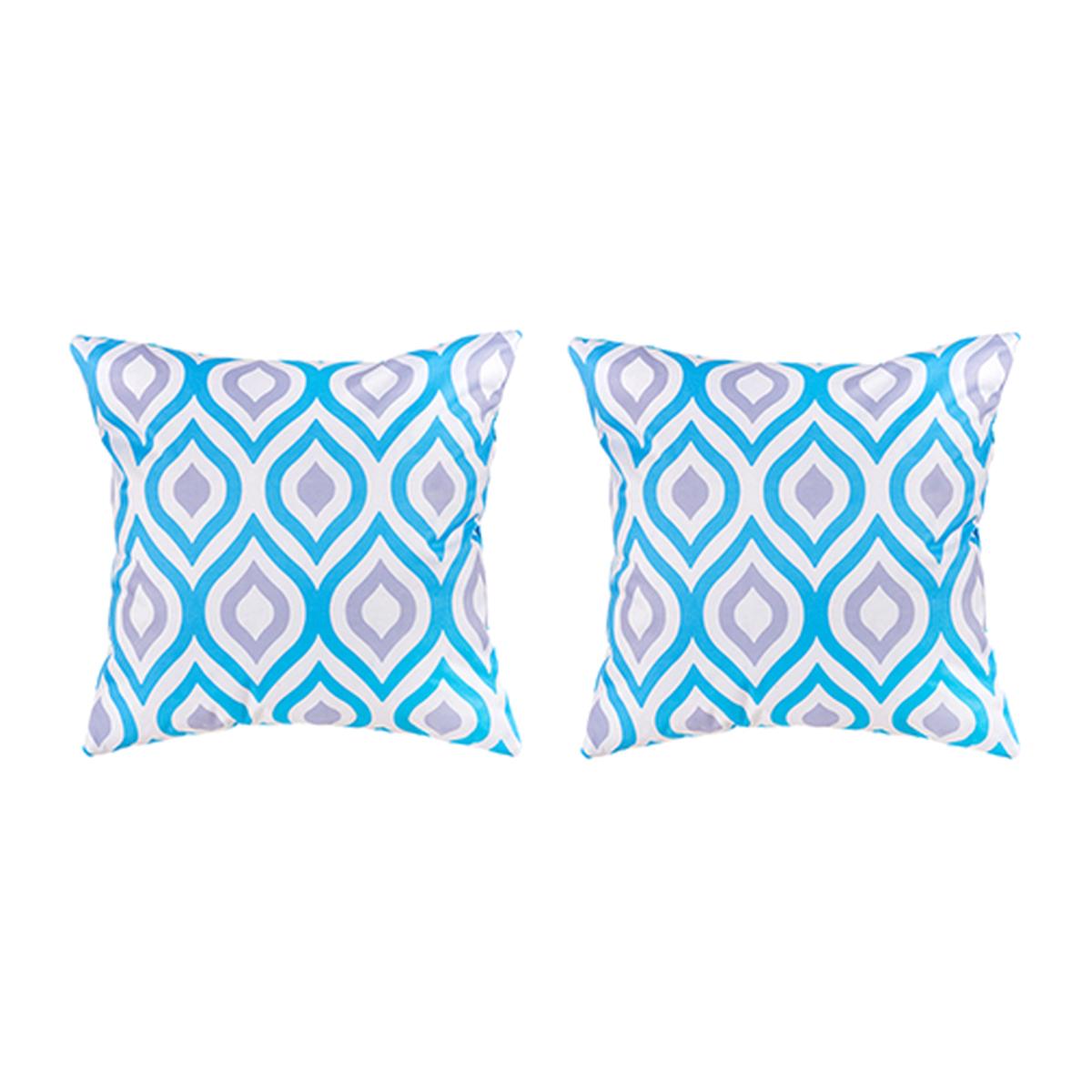 Geometric Design Outdoor Cushion - Blue Grey / 2