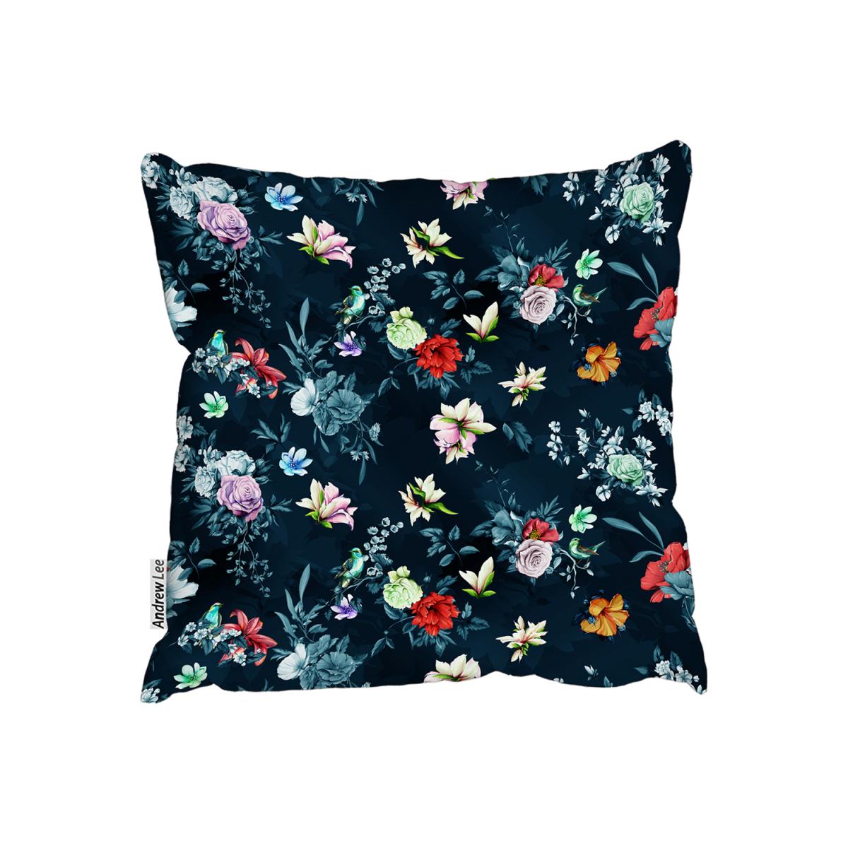 Roses Other Bright Flowers Outdoor Cushion - Blue / 60cm – image 2