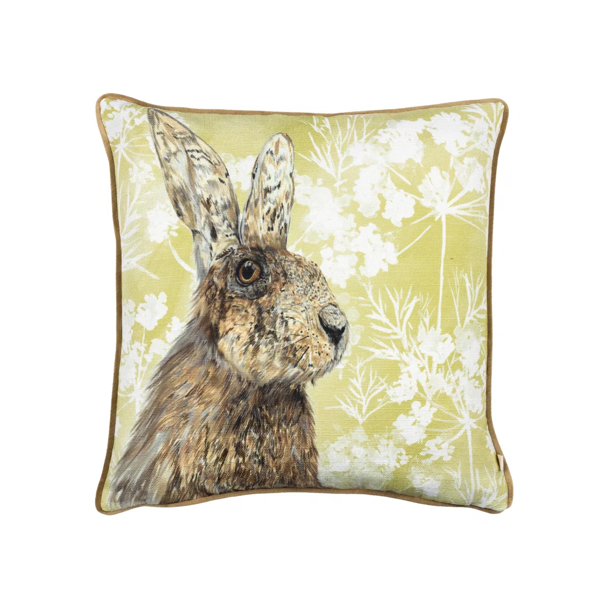 Manor Hare Piped Cushion - Green / Polyester