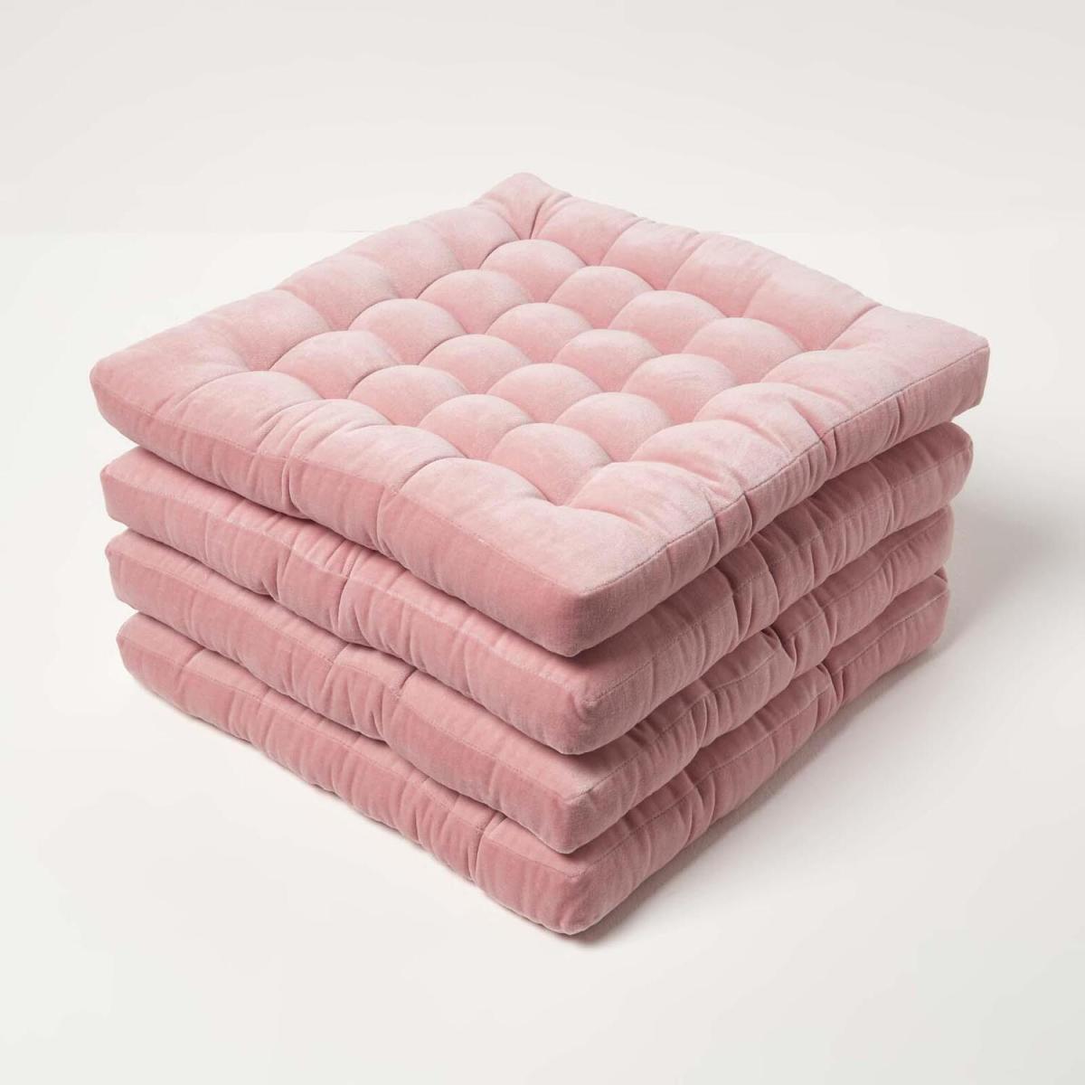Homescapes Quilted Velvet Chair Pad - Teal / 20cm – image 2