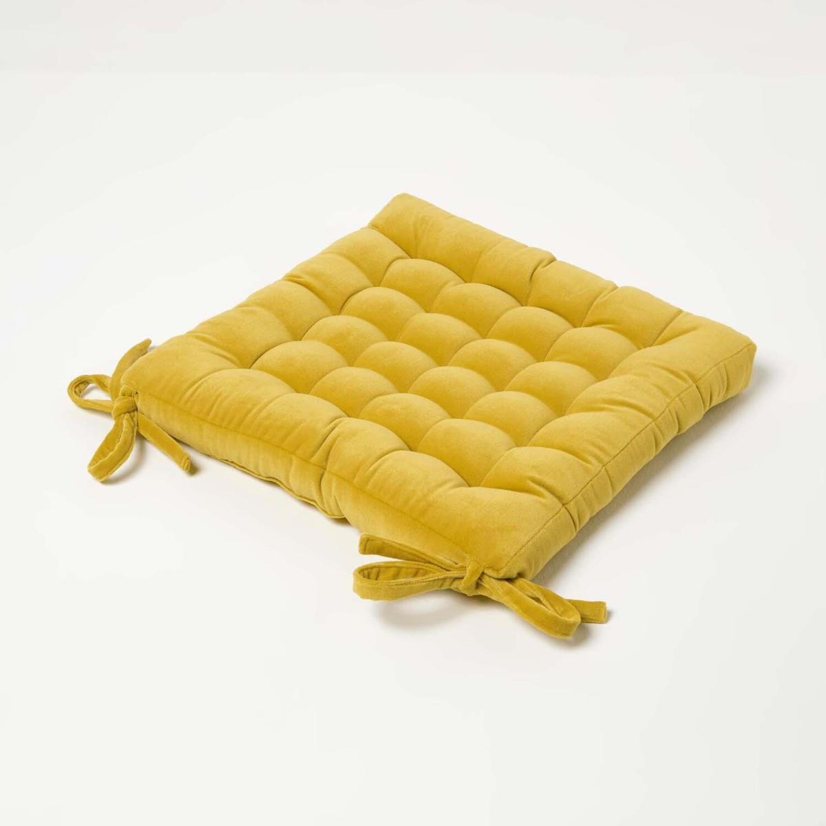 Homescapes Quilted Velvet Chair Pad - Teal / 20cm – image 13