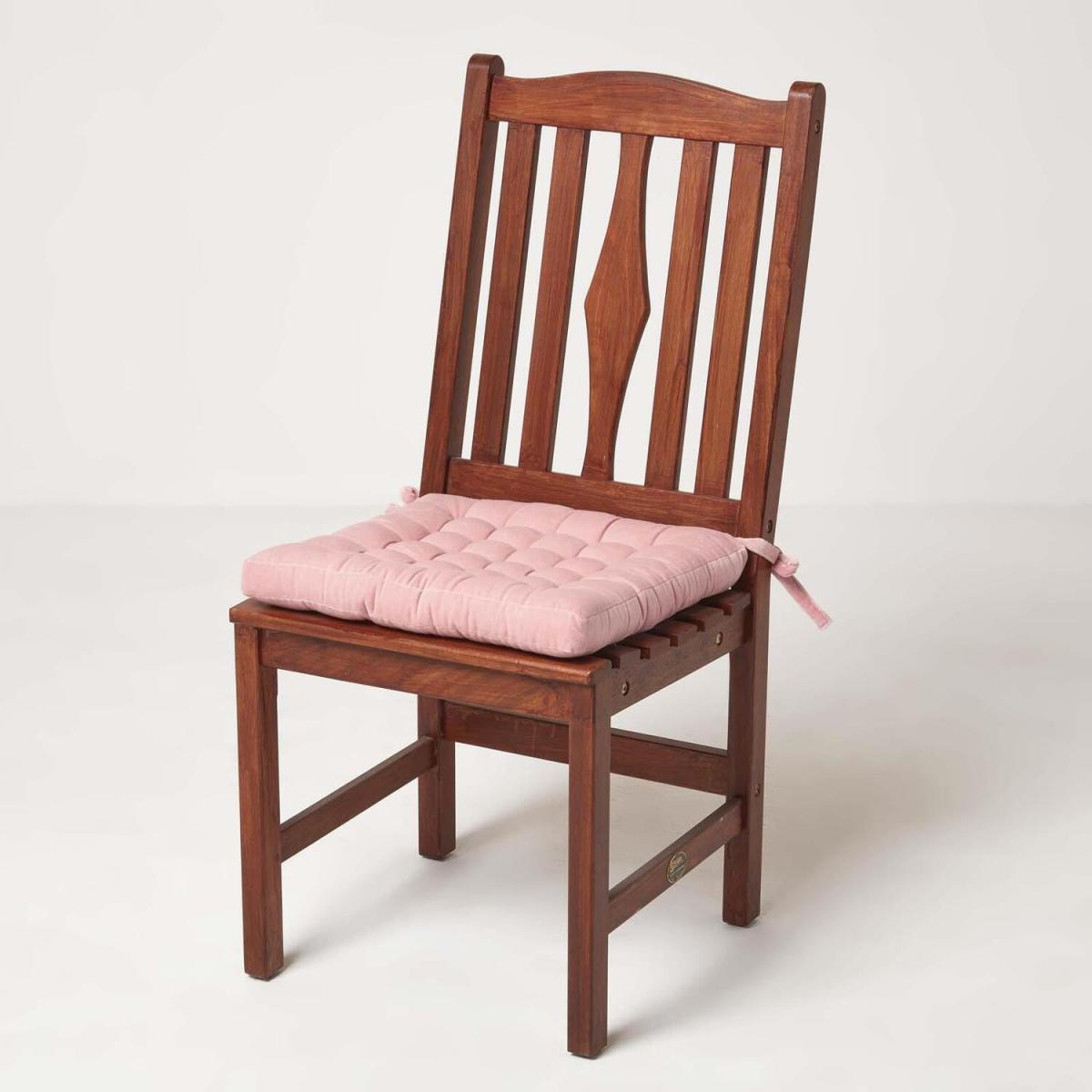Homescapes Quilted Velvet Chair Pad - Teal / 20cm – image 3