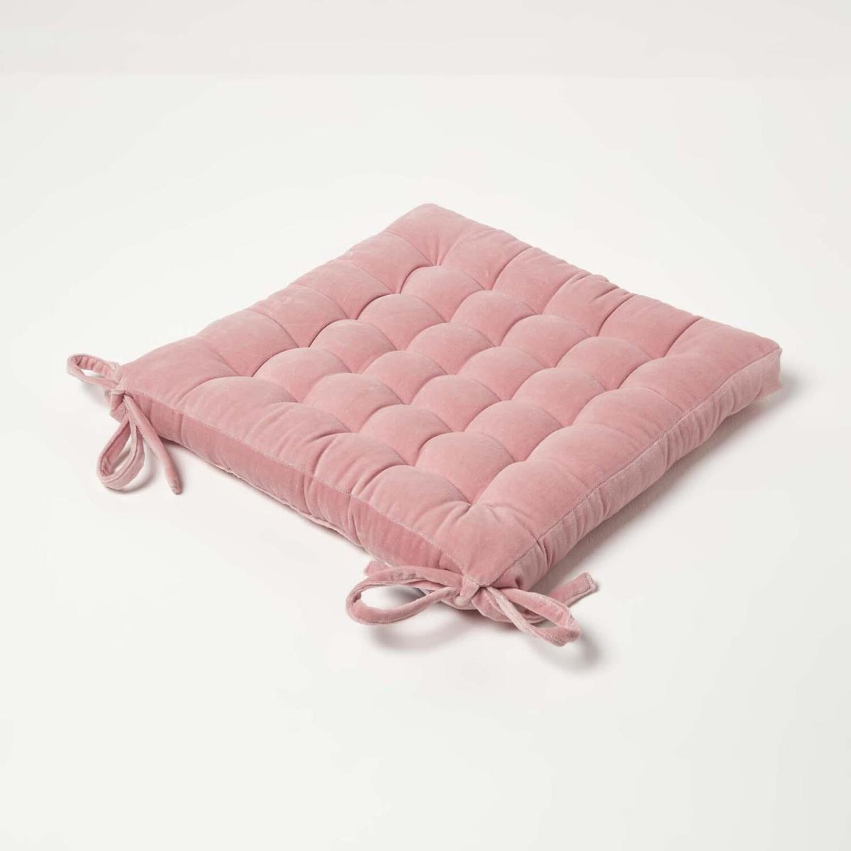 Homescapes Quilted Velvet Chair Pad - Teal / 20cm – image 5