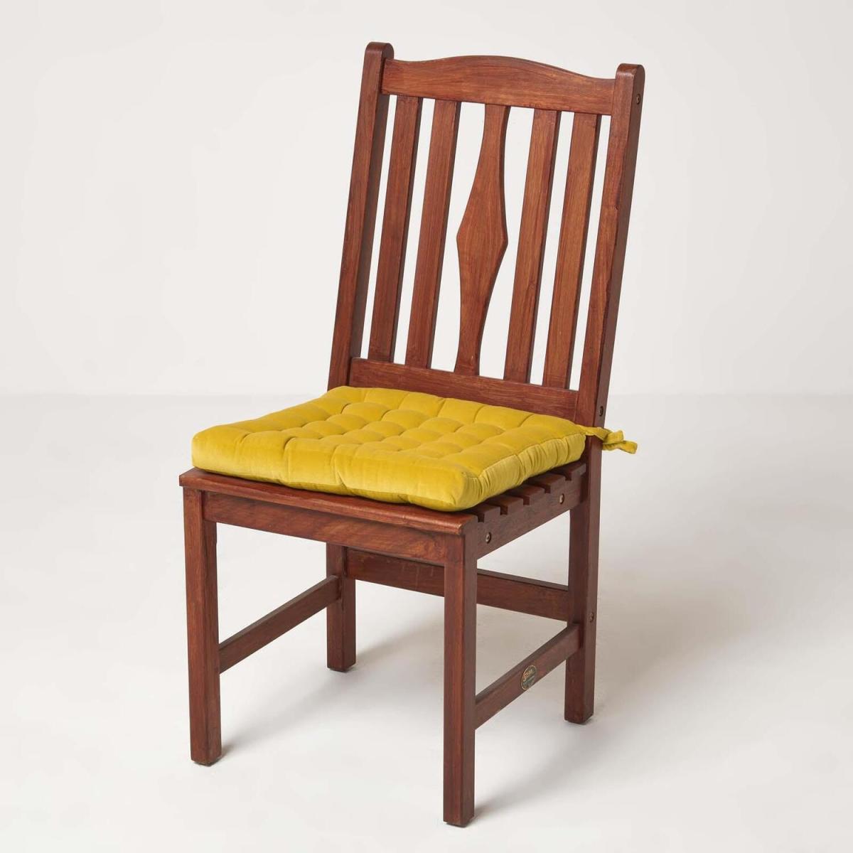 Homescapes Quilted Velvet Chair Pad - Teal / 20cm – image 10