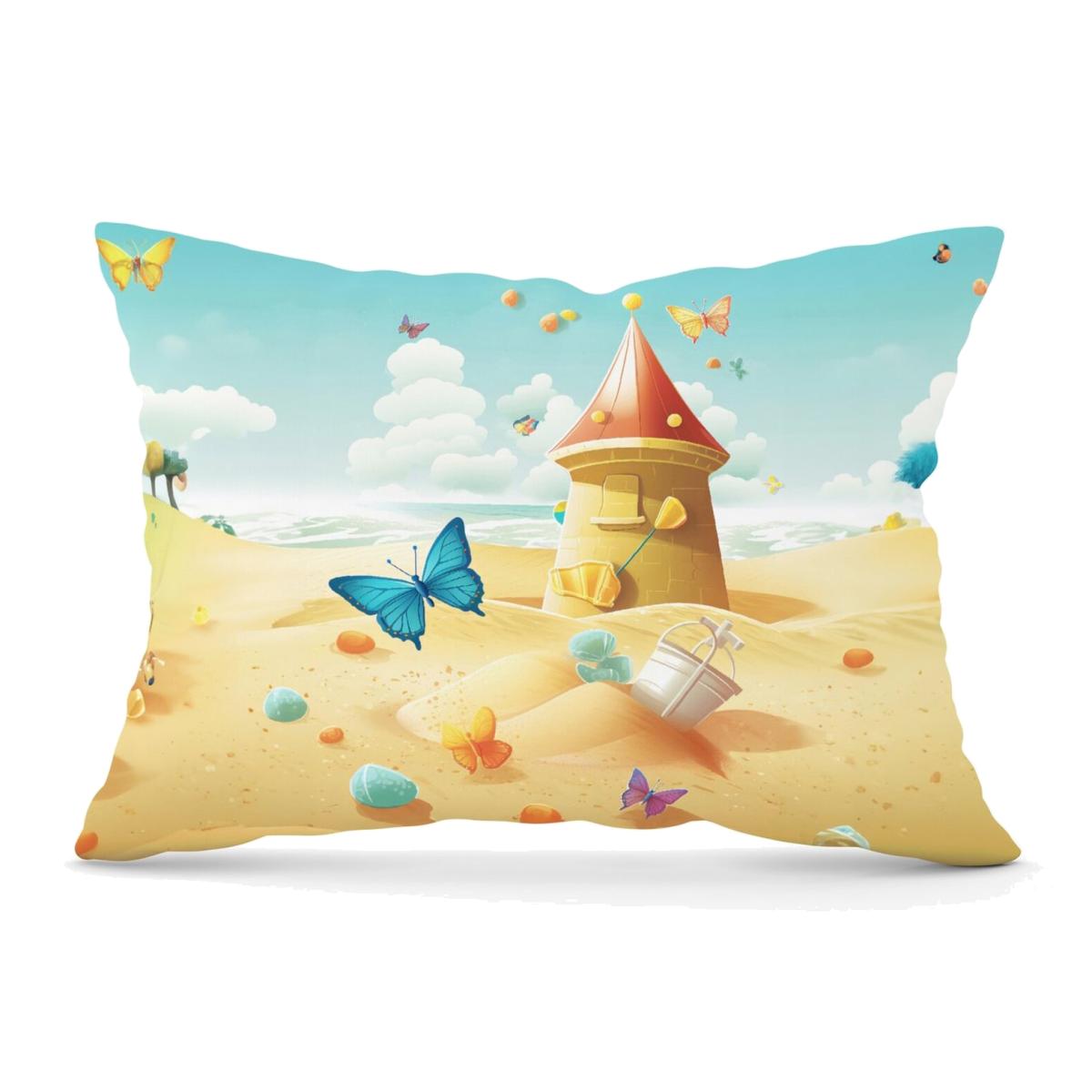 Butterflies On A Beach Holiday Cushion - Yellow / 33cm