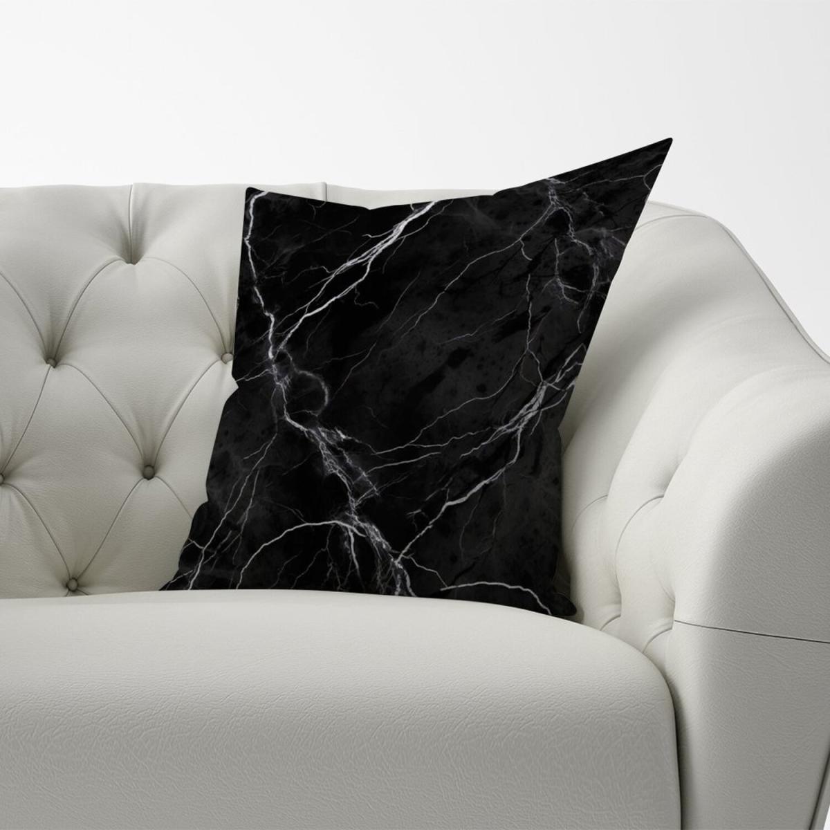 Black Marble Pattern Cushion - Black / 45cm – image 2