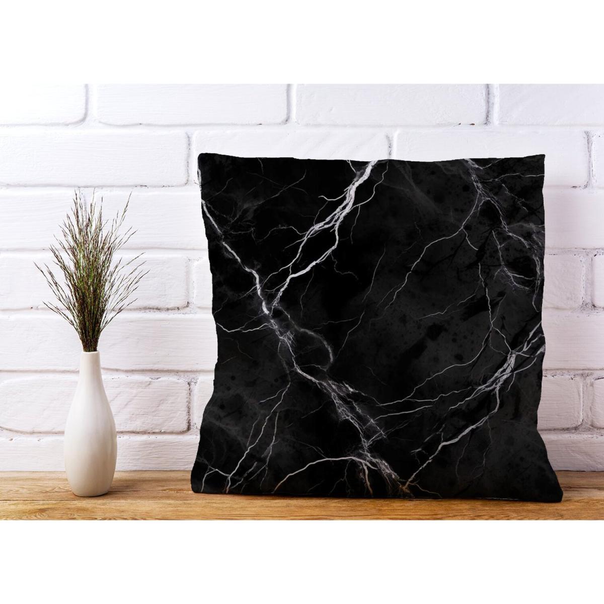 Black Marble Pattern Cushion - Black / 45cm – image 3