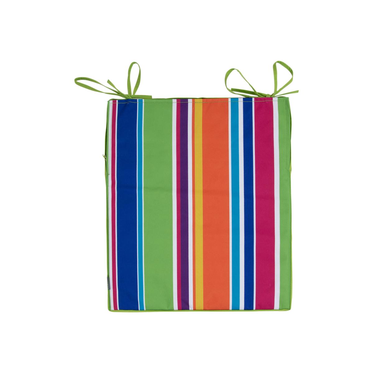Square Rainbow Stripe Print Seat Pad - Green