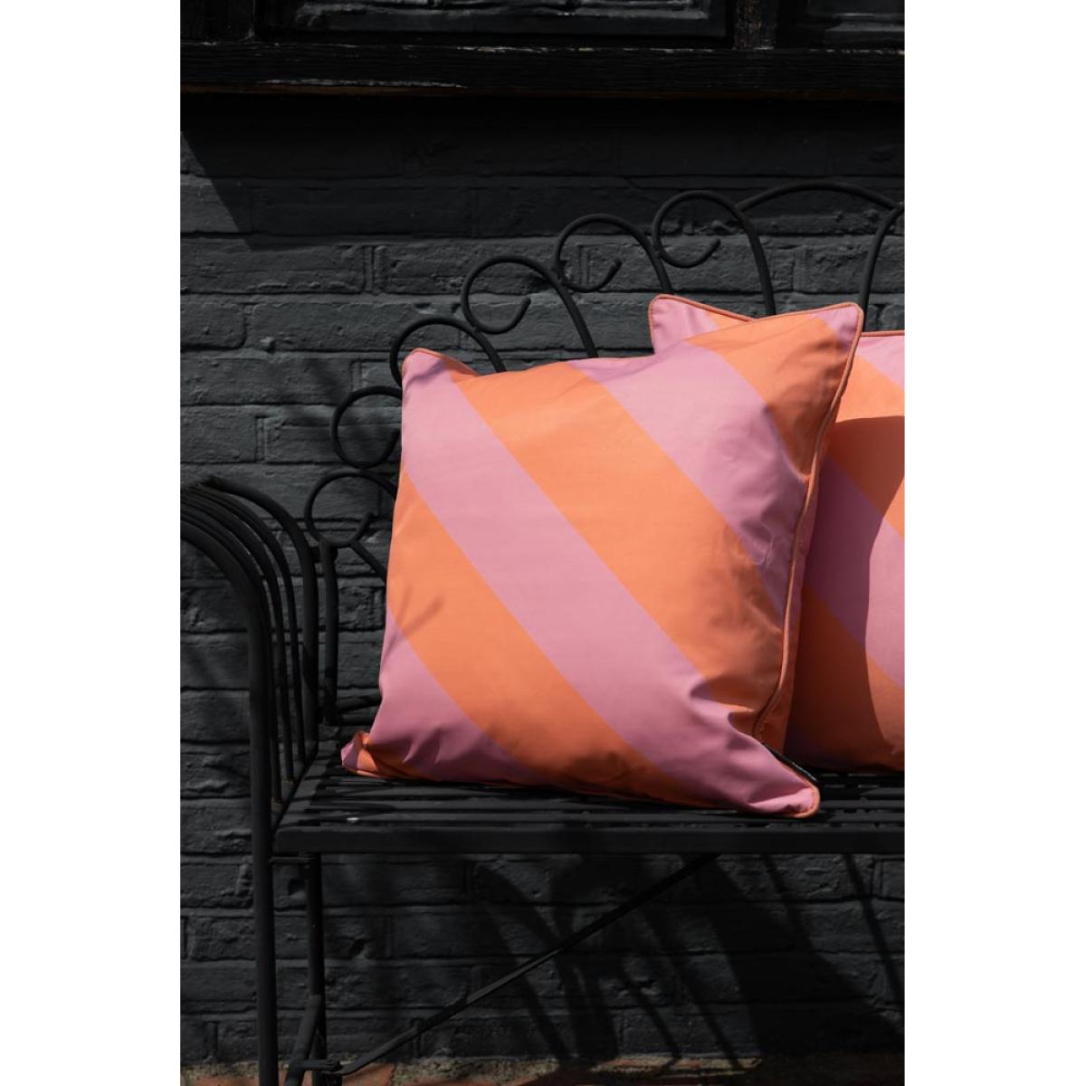 Pink & Coral Stripe Outdoor Garden Cushion – image 2