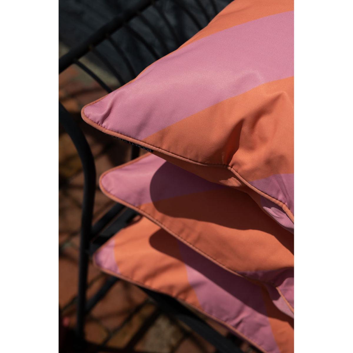 Pink & Coral Stripe Outdoor Garden Cushion – image 3