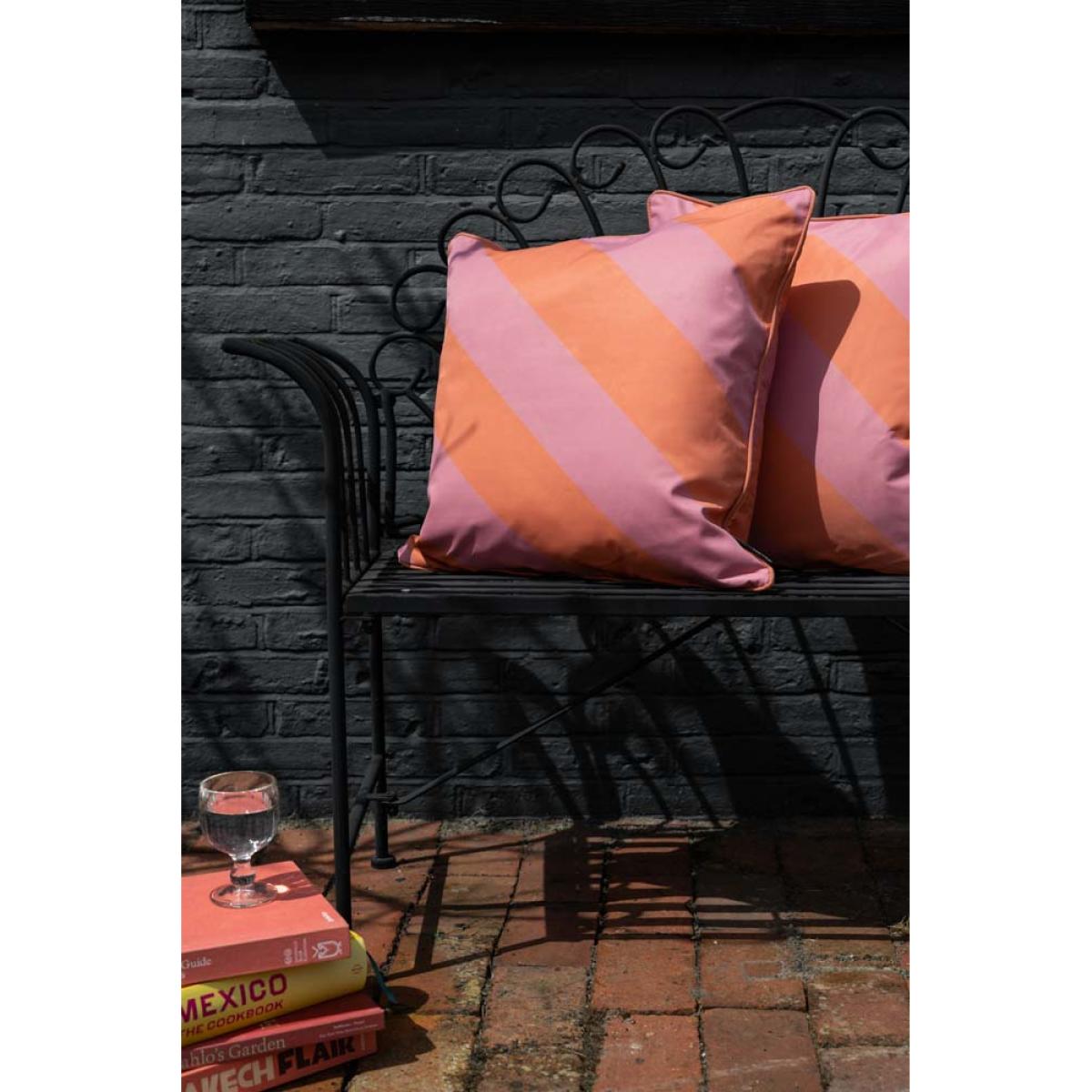 Pink & Coral Stripe Outdoor Garden Cushion – image 4