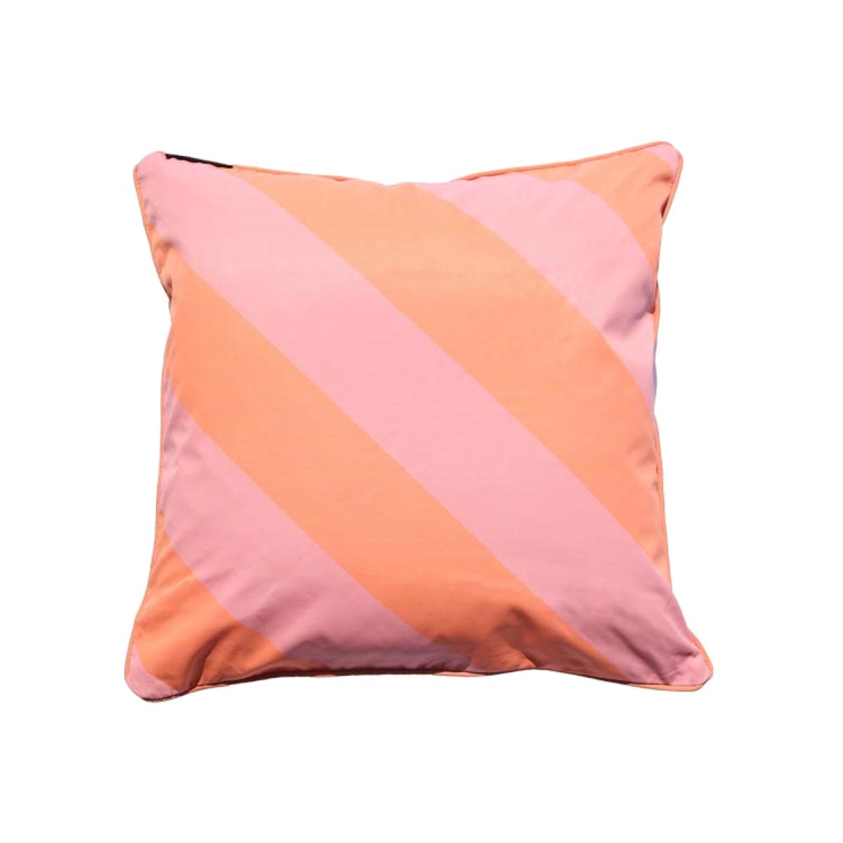 Pink & Coral Stripe Outdoor Garden Cushion – image 1