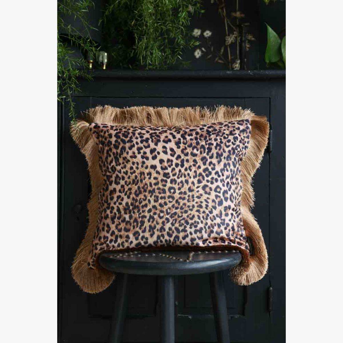 Leopard Love Cushion with Edge Frill Detailing – image 1