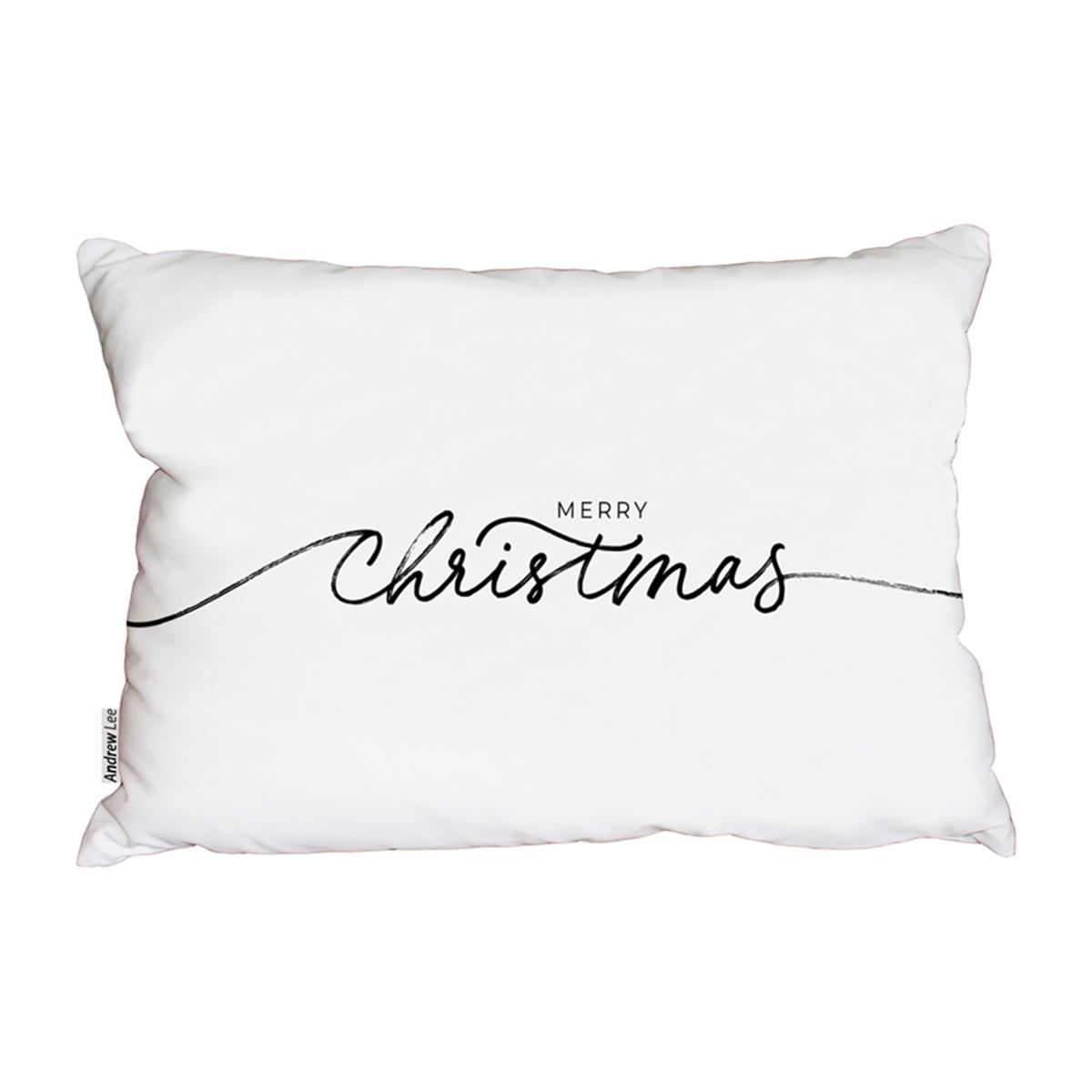 Merry Christmas Hand Drawn Lettering Stylish Cushion - White