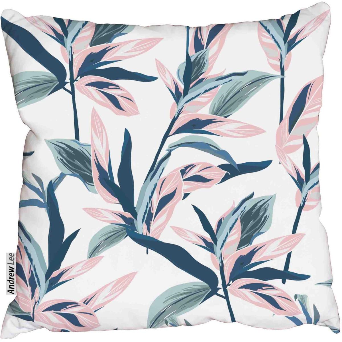 Tropical leaves on pastel mood Outdoor Cushion - Blue / 60cm – image 2