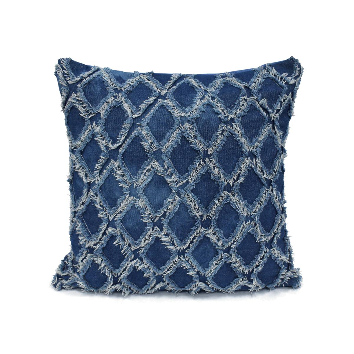 Modern Denim Tuft Cushion - Blue