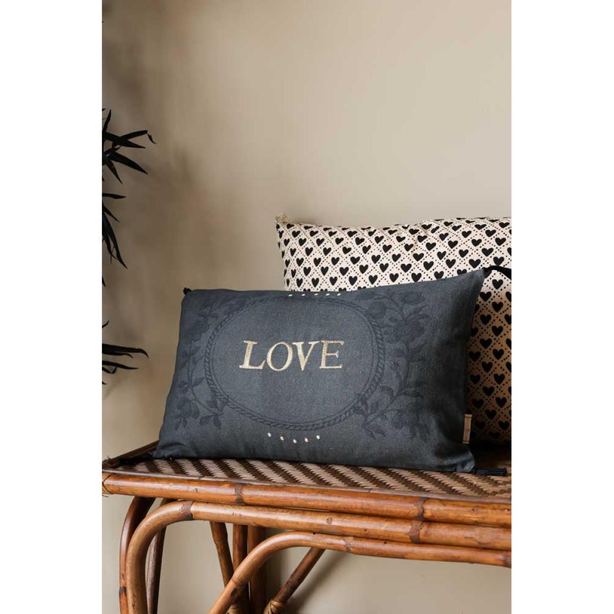 Embroidered Love Cotton Cushion – image 2