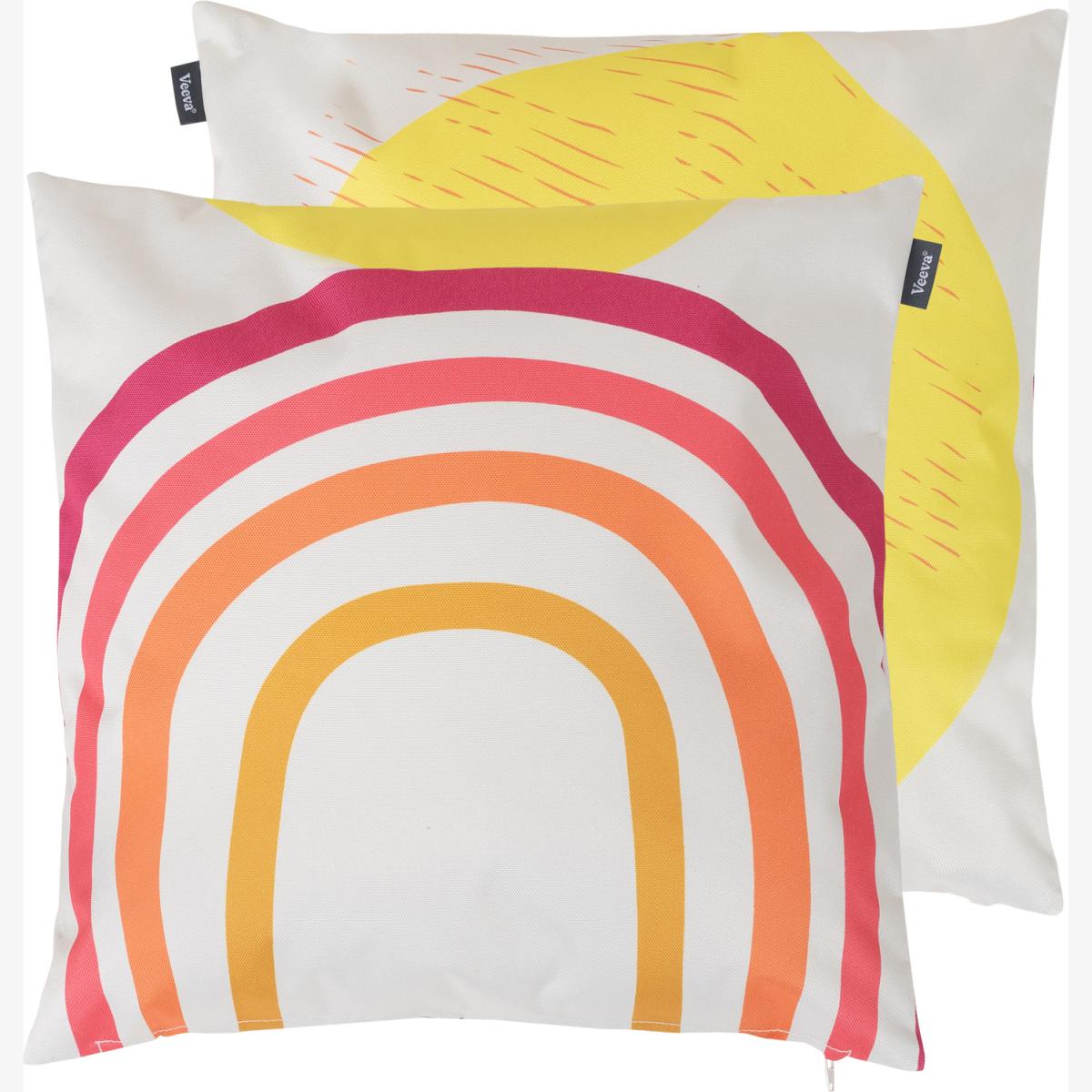 Veeva Sun and Rainbow Outdoor Cushion - Reversible Print - Neutral / 2 – image 1