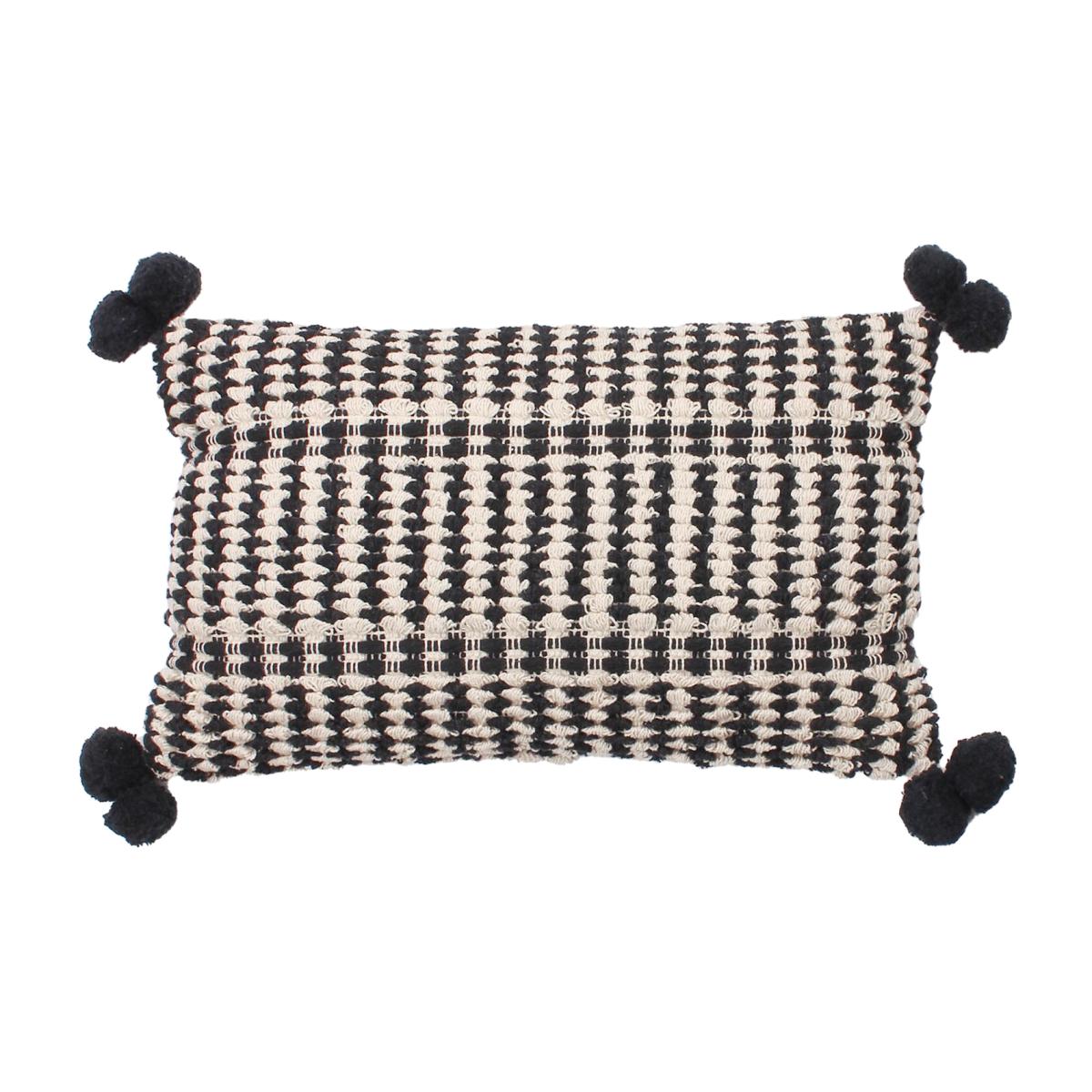 Ayaan Pom Pom Cushion - Black