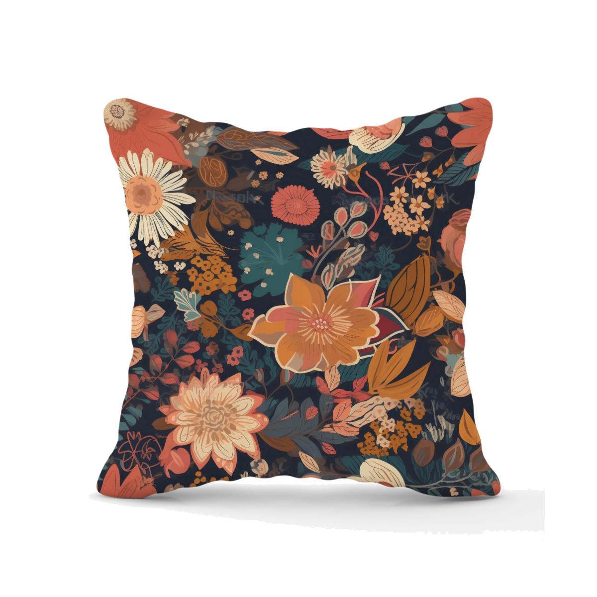 Boho Chic Flower Outdoor Cushion - Orange / 45cm