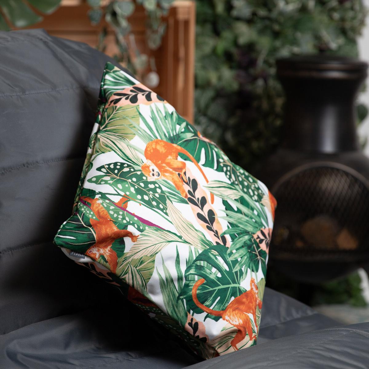 Monkey Print Outdoor Cushion - White – image 2