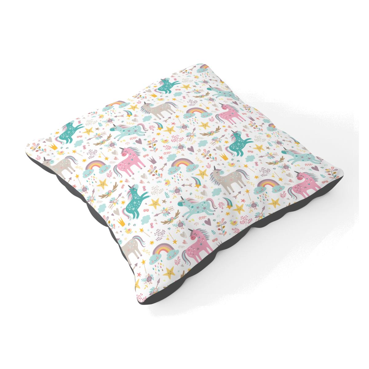 Unicorn And Rainbows Floor Cushion - Blue