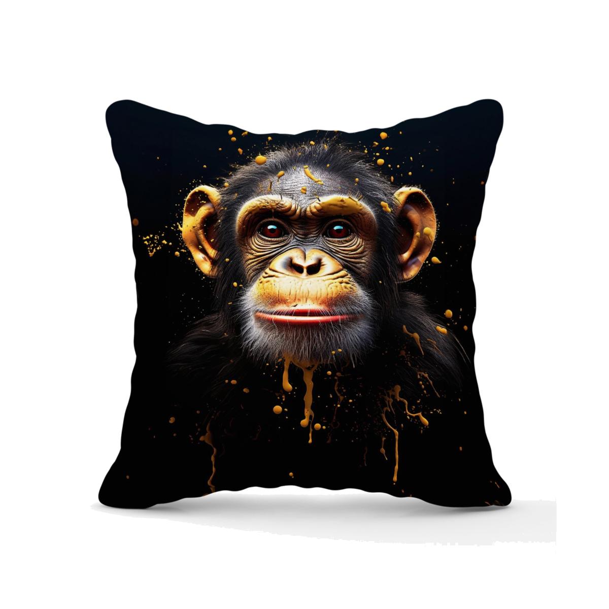 Splashart Cheeky Chimp Face Outdoor Cushion - Orange / 45cm
