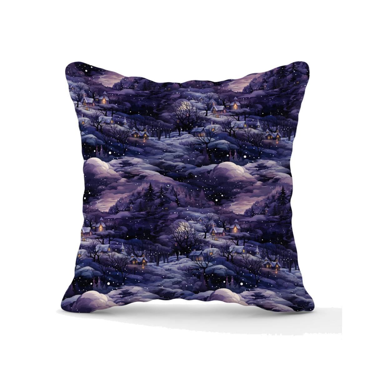 Snowy Christmas Village On A Starry Night Outdoor Cushion - Blue / 45cm