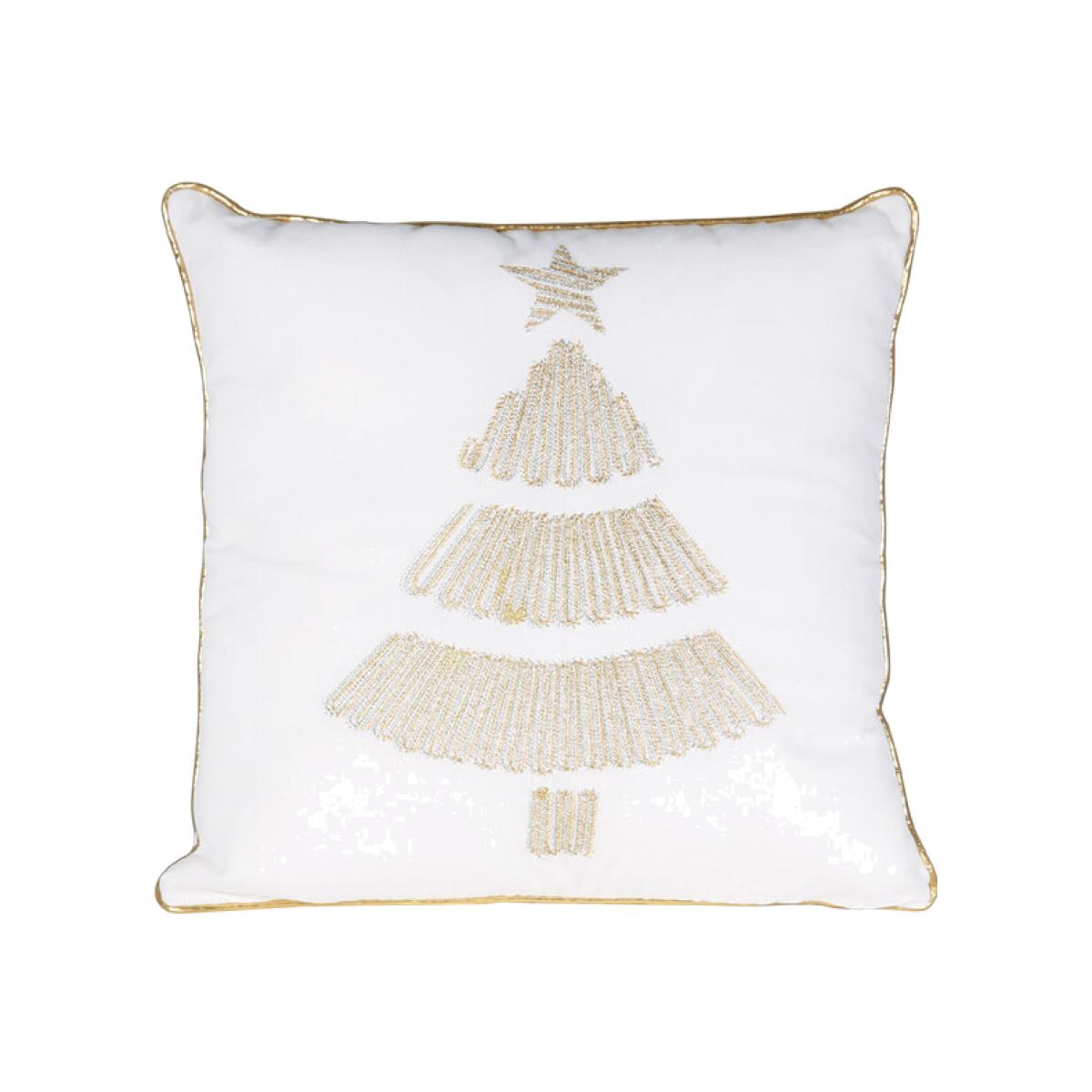 Shimmer Christmas Tree Cushion - White / Gold – image 1