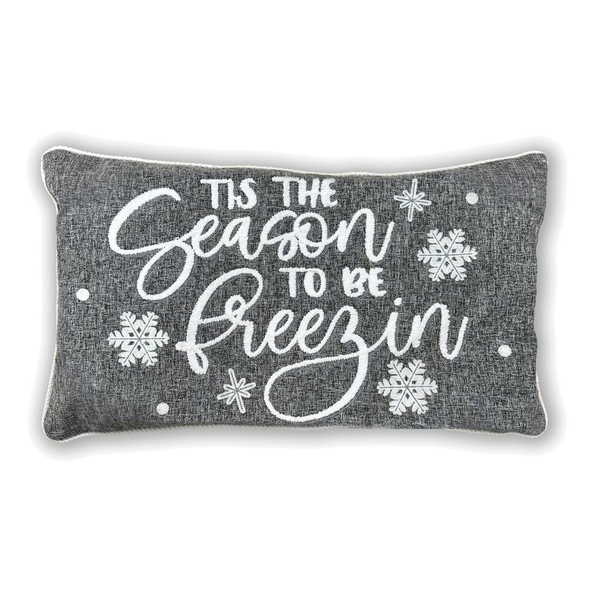 Tis the Season to be Freezin Tufted Cushion - Grey
