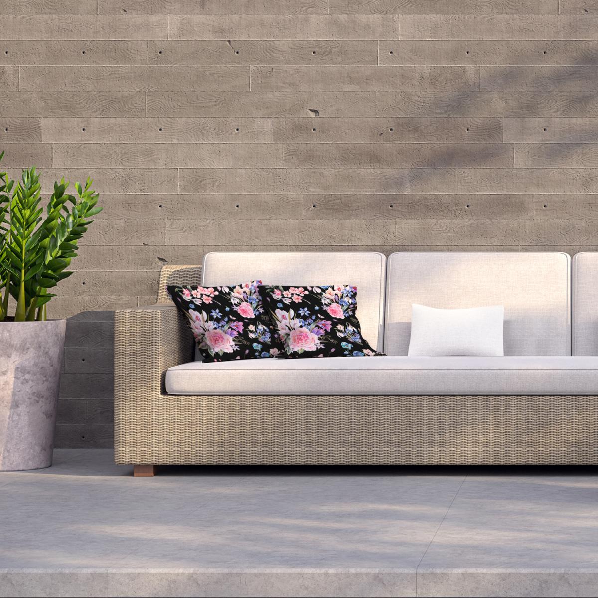 Pink Roses, Blue Wildflowers Outdoor Cushion - Pink / 45cm – image 2