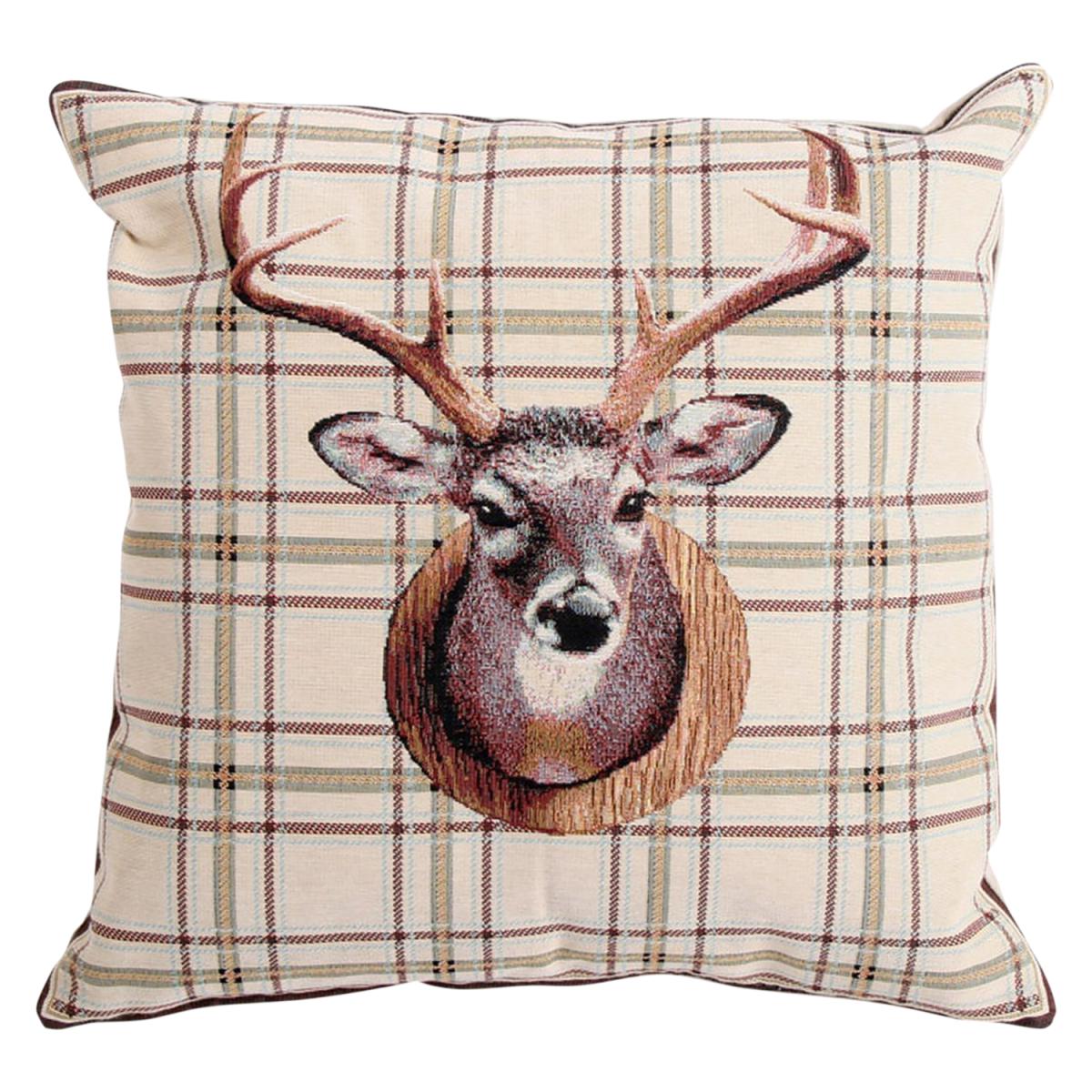 Stags Head Tapestry Cushion - Neutral – image 2