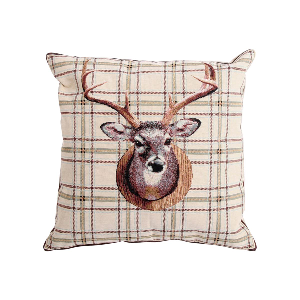 Stags Head Tapestry Cushion - Neutral – image 1