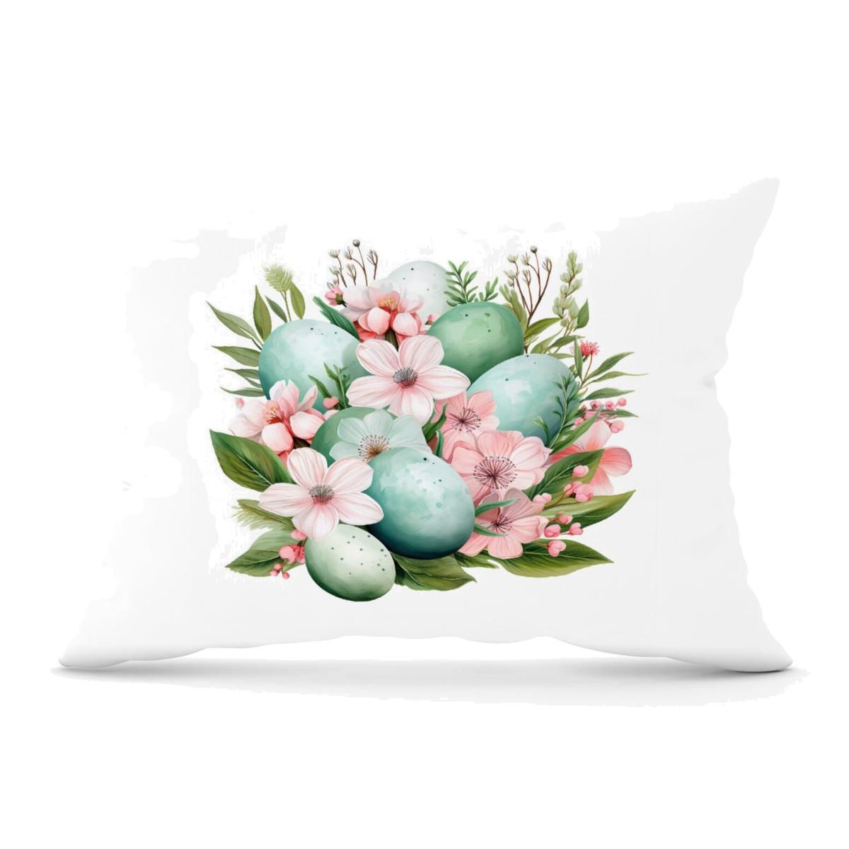 Cute Easter Egg Arrangement Cushion - Green / 33cm