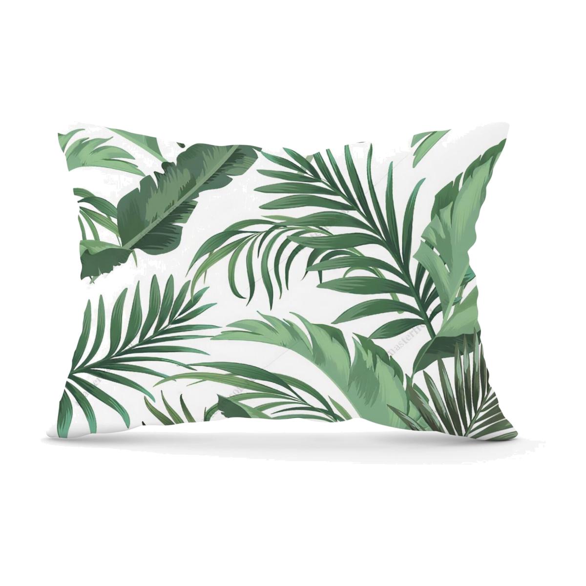 Trendy Tropical Leaves Cushion - Green / 28cm