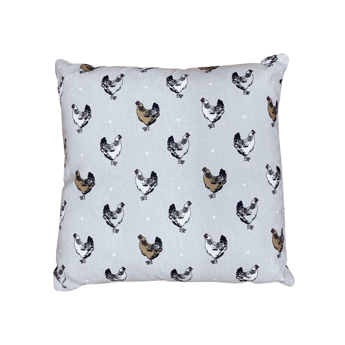 Scatter Cushion With A Chicken Print Design - White Printed