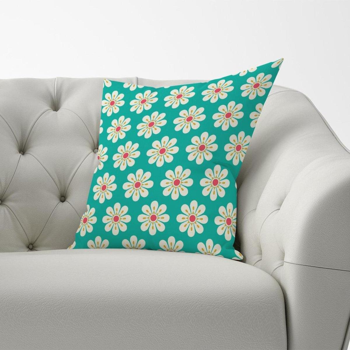 Daisy Pattern Cushion - Green / 45cm – image 2