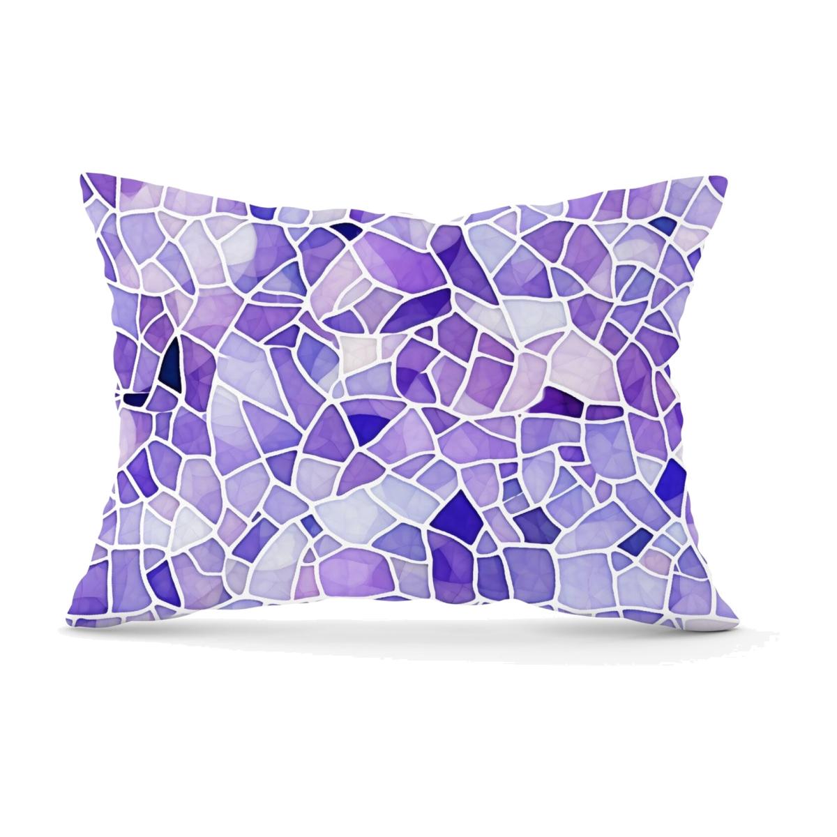 Purple and White Mosaic Design Cushion - Purple / 28cm