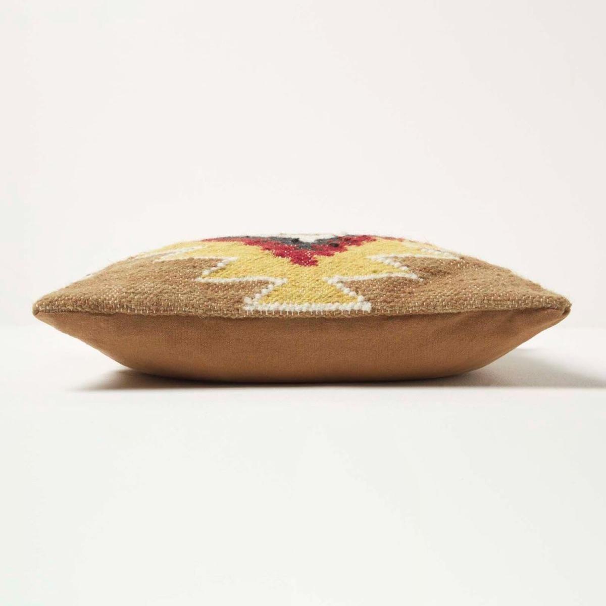 Jaipur Handwoven Brown and Orange Kilim Cushion with Feather Filling - Multi-Coloured – image 5